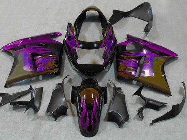 Shop 1996-2007 Honda CBR1100XX Blackbird Motorcycle Fairings - Glossy Black Purple Flame