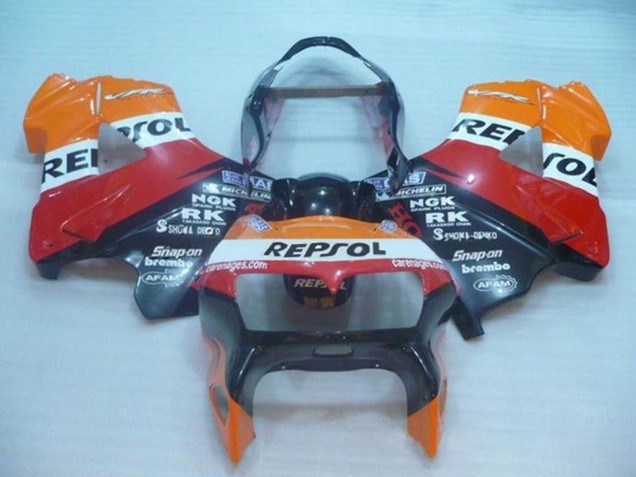 1998-2001 Honda VFR 800 Motorcycle Fairings - Orange White Red Black Repsol