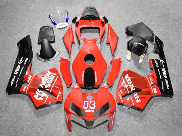 2005-2006 Honda CBR600RR Motorcycle Fairings - Red Black White 03