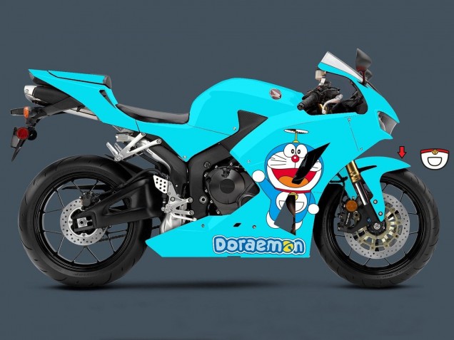 2013-2026 Honda CBR600RR Motorcycle Fairings - Light Blue Doraemon