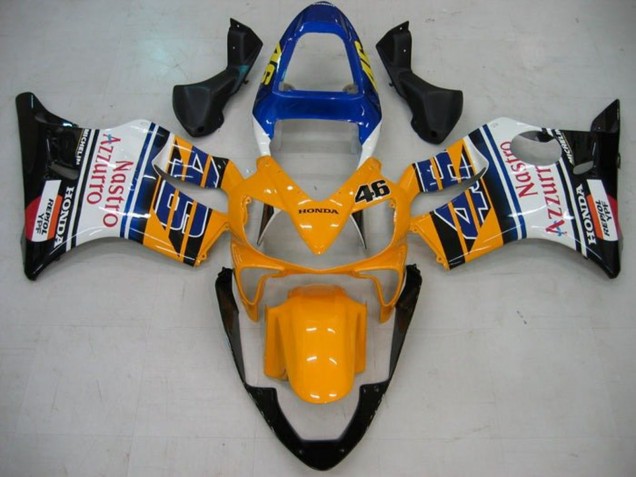 2001-2003 Honda CBR600 F4i Motorcycle Fairings - Yellow White Blue Glossy Black Nastro Azzurro