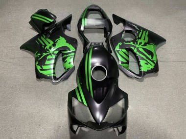 Shop 2001-2003 Honda CBR600 F4i Motorcycle Fairings - Green Matte Black Skull