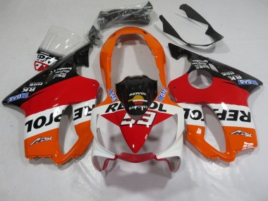 Shop 2004-2007 Honda CBR600 F4i Motorcycle Fairings - Orange White Red Glossy Black Repsol 93