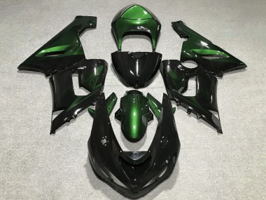 Shop 2005-2006 Kawasaki ZX6R Motorcycle Fairings - Green Glossy Black