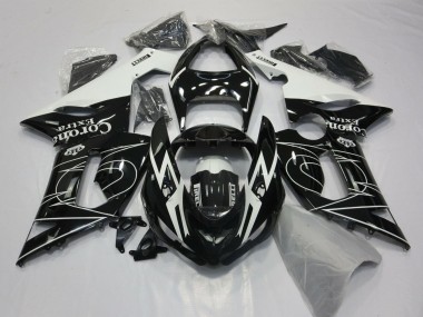 Shop 2005-2006 Kawasaki ZX6R Motorcycle Fairings - Glossy Black White Corona Extra Tribal