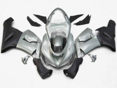 Shop 2005-2006 Kawasaki ZX6R Motorcycle Fairings - Silver Matte Black