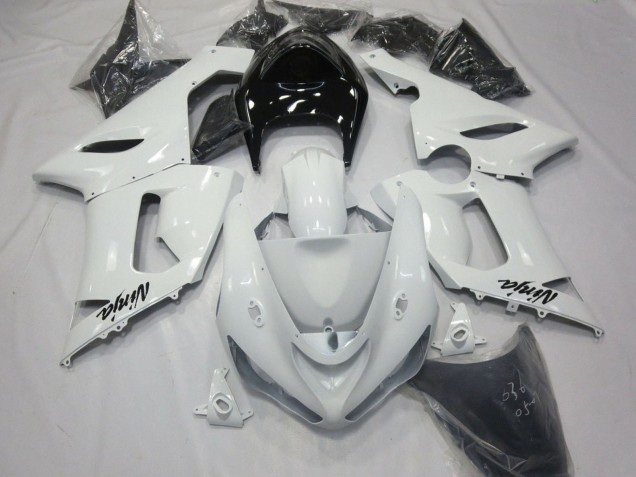 2005-2006 Kawasaki ZX6R Motorcycle Fairings - White Black