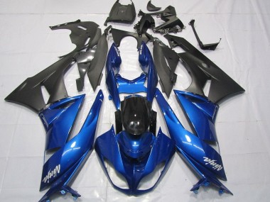 Shop 2007-2008 Kawasaki ZX6R Motorcycle Fairings - Blue Matte Black White