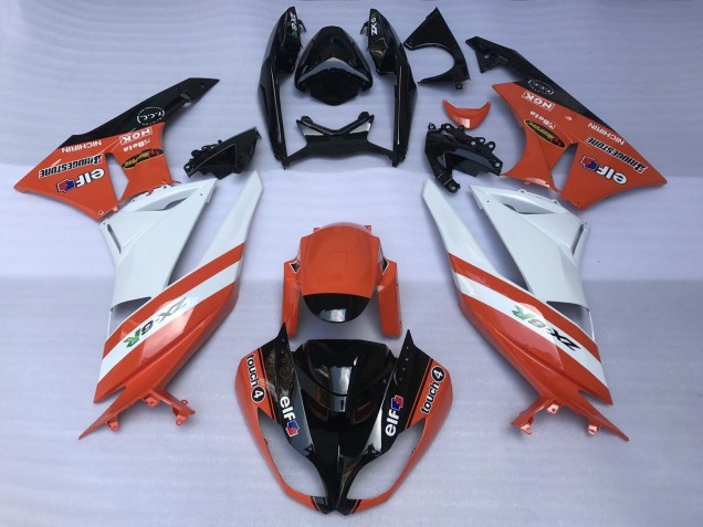 2007-2008 Kawasaki ZX6R Motorcycle Fairings - Orange White Black