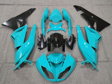 Shop 2007-2008 Kawasaki ZX6R Motorcycle Fairings - Turquoise Blue Black Matte Black