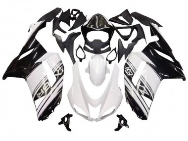 Shop 2007-2008 Kawasaki ZX6R Motorcycle Fairings - White Black Silver Stripe