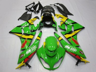 Shop 2009-2012 Kawasaki ZX6R Motorcycle Fairings - Green Yellow Red Black Trick Star Red Bull