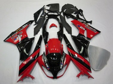 Shop 2009-2012 Kawasaki ZX6R Motorcycle Fairings - Red Glossy Black Elf Touch4 Bridgestone