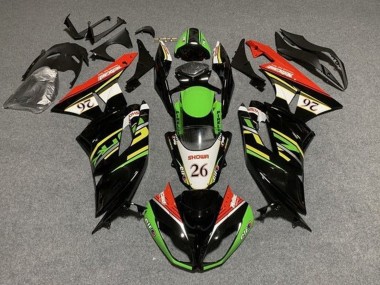 Shop 2009-2012 Kawasaki ZX6R Motorcycle Fairings - Green Glossy Black White Red Showr 26
