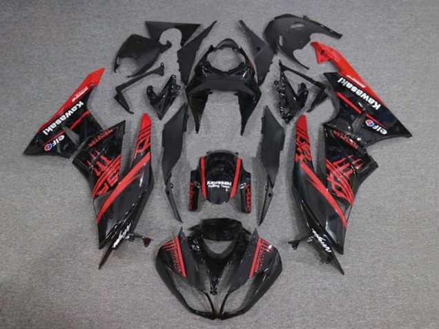 2009-2012 Kawasaki ZX6R Motorcycle Fairings - Glossy Black Red Monster