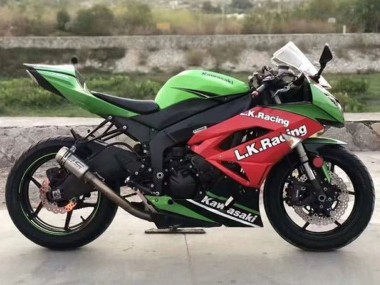 Shop 2009-2012 Kawasaki ZX6R Motorcycle Fairings - Green Red Black White L.K. Racing