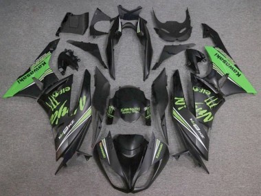 Shop 2009-2012 Kawasaki ZX6R Motorcycle Fairings - Matte Black Green Monster