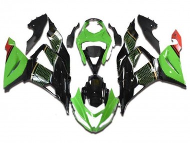 Shop 2013-2018 Kawasaki ZX6R Motorcycle Fairings - Green Black Red Honeycomb