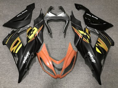 Shop 2013-2018 Kawasaki ZX6R Motorcycle Fairings - Matte Black Orange Gold