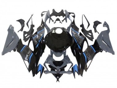 Shop 2019-2022 Kawasaki ZX6R Motorcycle Fairings - Grey Blue Black Honeycomb