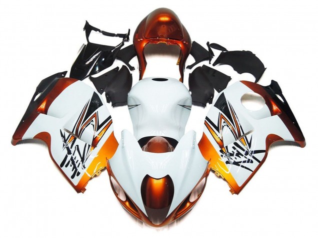 1996-2007 Suzuki GSXR 1300 Hayabusa Motorcycle Fairings - White Orange Black
