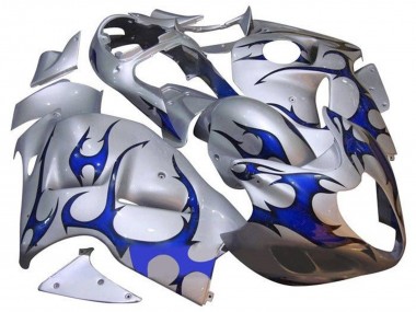 Shop 1996-2007 Suzuki GSXR 1300 Hayabusa Motorcycle Fairings - Silver Blue Tribal