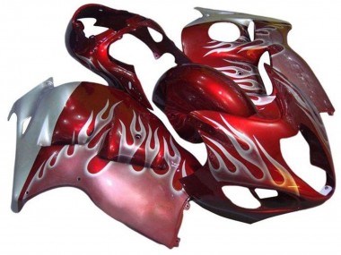 Shop 1996-2007 Suzuki GSXR 1300 Hayabusa Motorcycle Fairings - Red Silver Flame