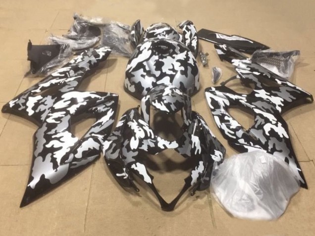 2000-2002 Suzuki GSXR1000 Motorcycle Fairings - Black White Grey Camouflage