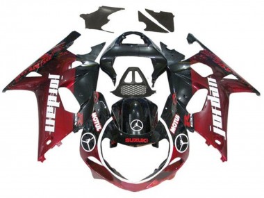 Shop 2000-2002 Suzuki GSXR1000 Motorcycle Fairings - Glossy Black Dark Red Jordan