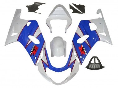 Shop 2000-2002 Suzuki GSXR1000 Motorcycle Fairings - White Blue Red Pinstripe