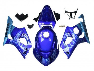 Shop 2003-2004 Suzuki GSXR 1000 Motorcycle Fairings - Blue Light Blue White Flame