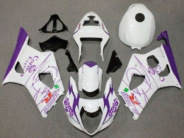2003-2004 Suzuki GSXR 1000 Motorcycle Fairings - White Purple Corona Alstare