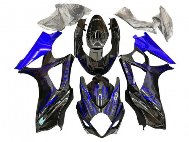 2005-2006 Suzuki GSXR 1000 Motorcycle Fairings - Black Blue Flame
