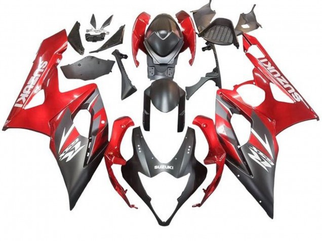 2005-2006 Suzuki GSXR 1000 Motorcycle Fairing - Matte Black Red