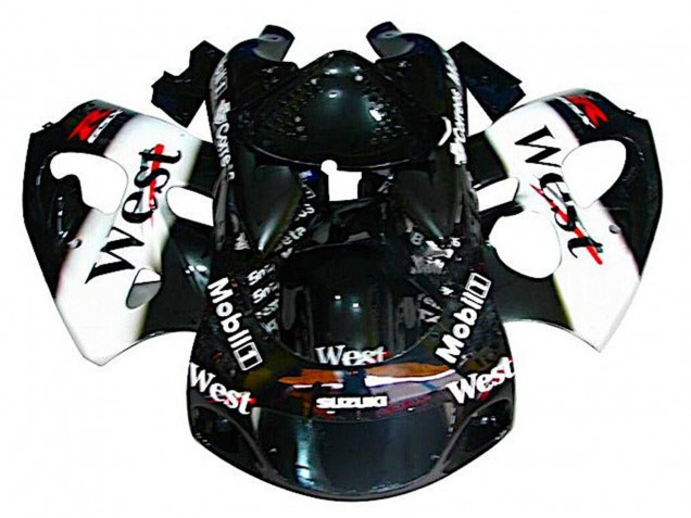 1996-2000 Suzuki GSXR 600 / GSXR 750 Motorcycle Fairings - Black White West