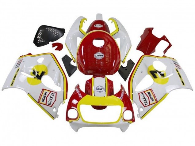 1996-2000 Suzuki GSXR 600 / GSXR 750 Motorcycle Fairings - White Red Yellow Texaco