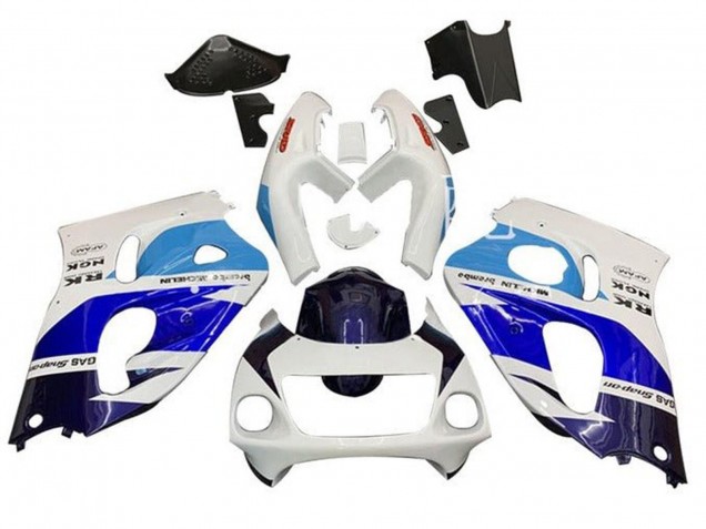 1996-2000 Suzuki GSXR 600 / GSXR 750 Motorcycle Fairings - White Triple Blue