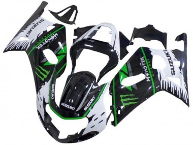 Shop 2001-2003 Suzuki GSXR 600 / GSXR 750 Motorcycle Fairings - White Black Green Monster