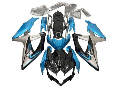 Shop 2008-2010 Suzuki GSXR 600 / GSXR 750 Motorcycle Fairings - Light Blue Silver Glossy Black