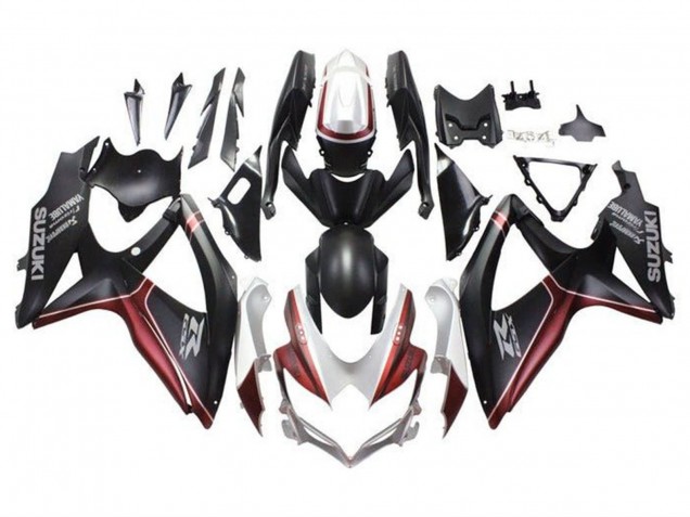 2008-2010 Suzuki GSXR 600 / GSXR 750 Motorcycle Fairings - White Red Matte Black
