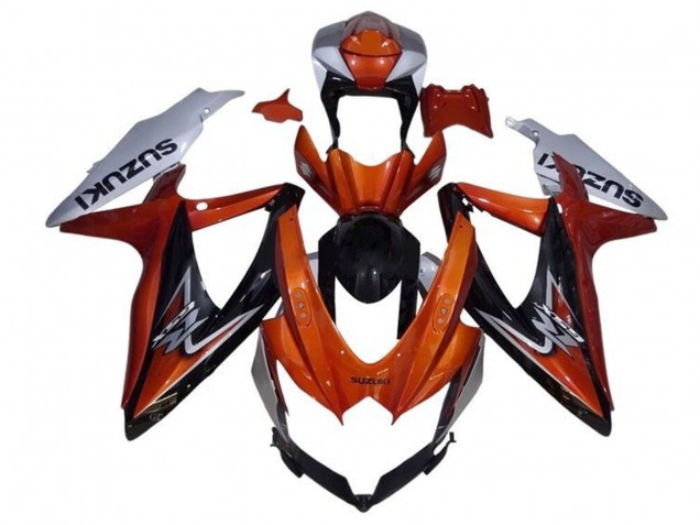 2008-2010 Suzuki GSXR 600 / GSXR 750 Motorcycle Fairing - Silver Orange Glossy Black
