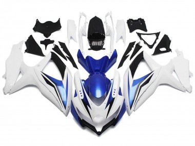 Shop 2008-2010 Suzuki GSXR 600 / GSXR 750 Motorcycle Fairing - White Blue Black