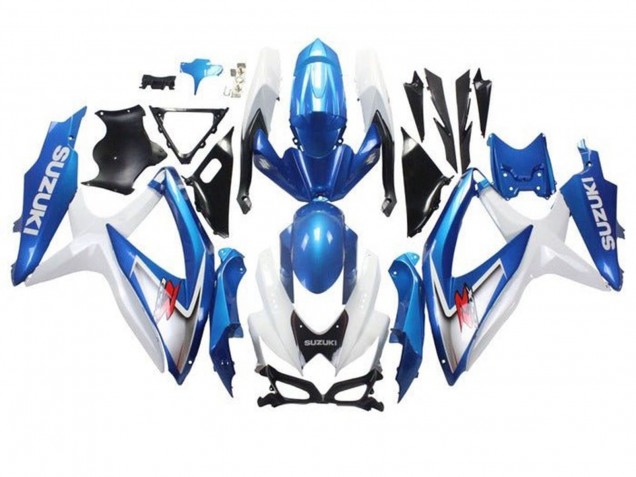 2008-2010 Suzuki GSXR 600 / GSXR 750 Motorcycle Fairings - White Light Blue Red