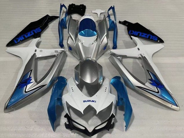 2008-2010 Suzuki GSXR 600 / GSXR 750 Motorcycle Fairings - White Silver Light Blue Black