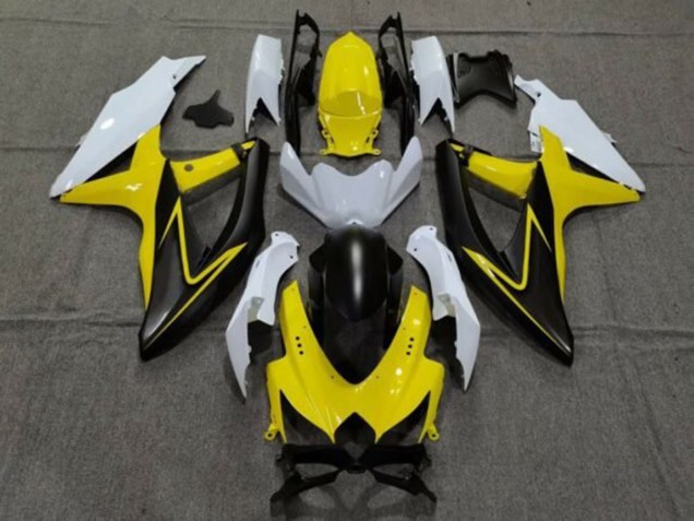 2008-2010 Suzuki GSXR 600 / GSXR 750 Motorcycle Fairings - White Yellow Grey Black