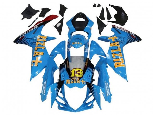 2011-2024 Suzuki GSXR 600 / GSXR 750 Motorcycle Fairings - Blue Yellow Red Black Rizla 13