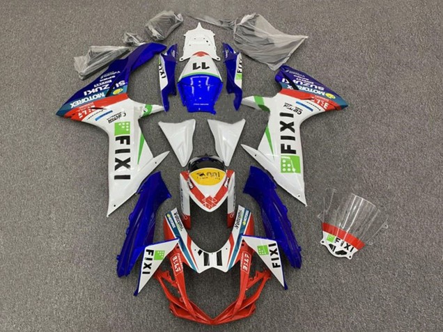 2011-2024 Suzuki GSXR 600 / GSXR 750 Motorcycle Fairings - White Blue Yellow Red Green Fixi 11