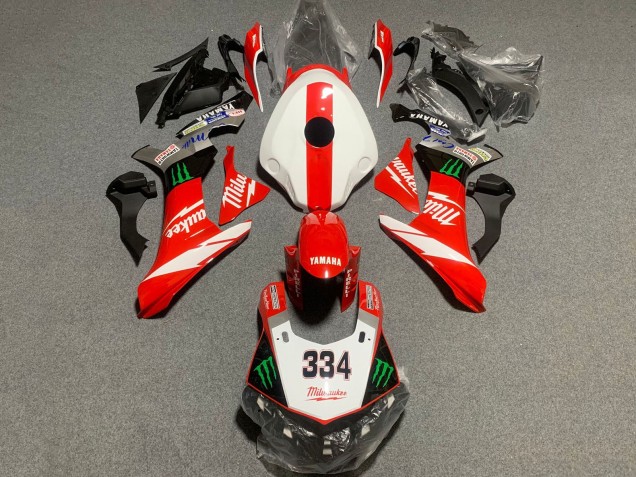 2015-2019 Yamaha YZF 1000 R1 Motorcycle Fairings - White Red Black Green Monster Milwaukee 334