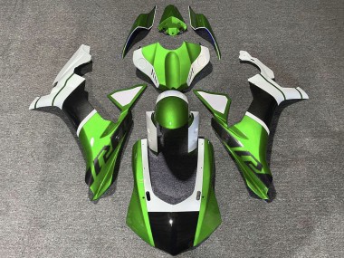 Shop 2015-2019 Yamaha YZF 1000 R1 Motorcycle Fairings - White Green Faux Carbon Fiber