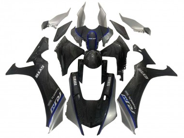 Shop 2020-2025 Yamaha YZF 1000 R1 Motorcycle Fairings - Faux Carbon Fiber Silver Blue